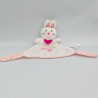 Doudou plat lapin blanc rose pois SHIMA