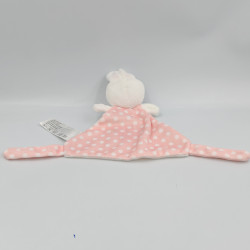 Doudou plat lapin blanc rose pois SHIMA