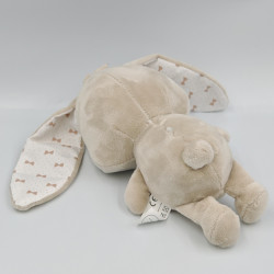 Doudou lapin beige blanc noeuds AUCHAN BABY