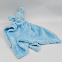 Doudou plat couverture souris bleu blanc