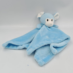 Doudou plat couverture souris bleu blanc