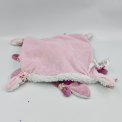 Doudou et compagnie plat Cerise le lapin blanc rose prune