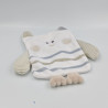 Doudou plat hibou chouette blanc gris beige TAPE A L'OEIL