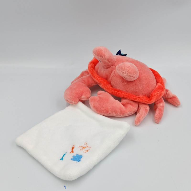 Doudou et compagnie crabe rose blanc mouchoir
