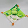 Doudou plat dinosaure vert blanc orange NICOTOY