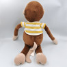 Grand doudou peluche singe marron maillot rayé jaune H&M