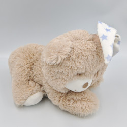 Doudou ours beige bleu blanc étoiles INTERBABY
