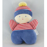 Doudou lutin marin bleu rouge ponpon jaune COROLLE