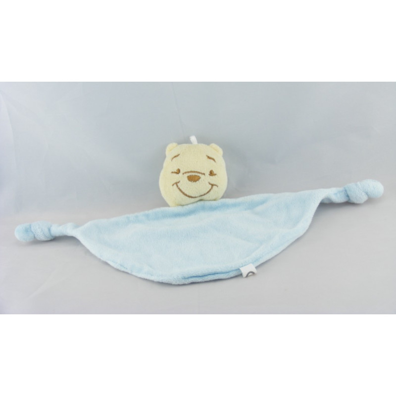 Doudou plat bleu Winnie l'ourson 