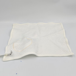 Doudou plat carré blanc mouchoir ours BERLINGOT