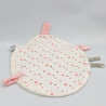 Doudou plat rond blanc rose pois LES CHATOUNETS