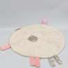 Doudou plat rond blanc rose pois LES CHATOUNETS
