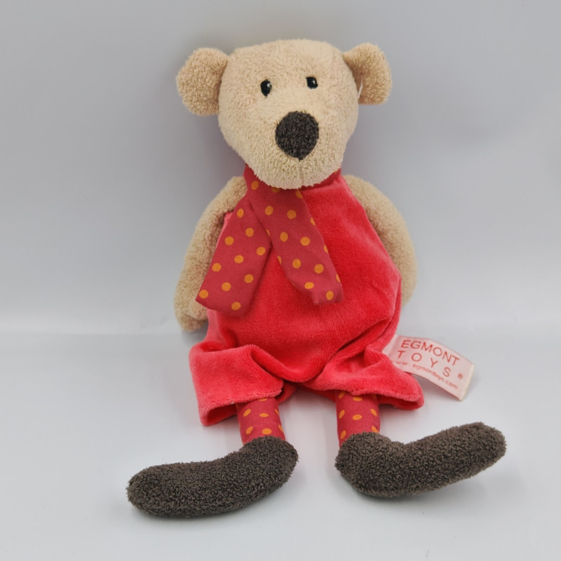 Doudou ours beige rouge pois EGMONT TOYS