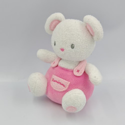 Doudou souris blanche salopette rose LUMINOU