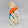 Doudou lapin blanc chapeau orange sac bleu GIPSY