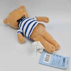 Doudou ours beige bleu rayé BOUTCHOU