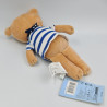 Doudou ours beige bleu rayé BOUTCHOU