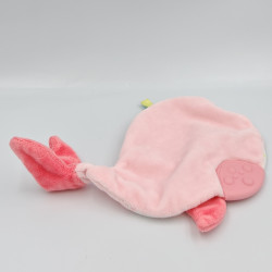 Doudou plat baleine rose coeurs