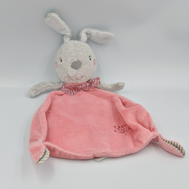 Doudou plat lapin gris rose BABY CLUB