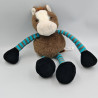 Doudou peluche cheval marron noir bleu rayé MAX ET SAX CMI