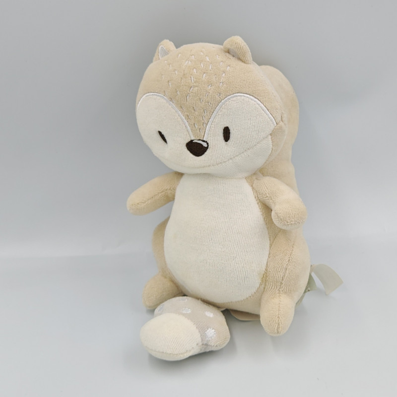 Doudou musical écureuil beige blanc AMADEUS