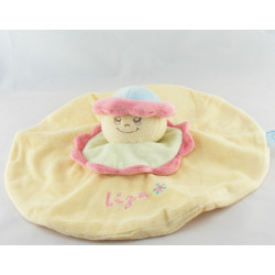 Doudou plat hippopotame rouge orange KING BEAR