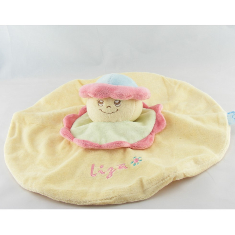 Doudou plat hippopotame rouge orange KING BEAR