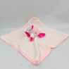 Doudou plat flamand rose blanc satin SOFT TOUCH