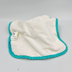 Doudou plat carré blanc tortue vert bleu rose pois OOPS