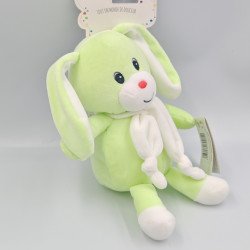 Doudou lapin blanc vert écharpe GIPSY
