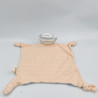 Doudou plat cochon bleu beige rayé ORGANIC FARM BUDDIES