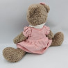 Peluche ours marron robe rose CADES