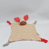 Doudou plat cerf elan rouge beige rayé ORGANIC FARM BUDDIES