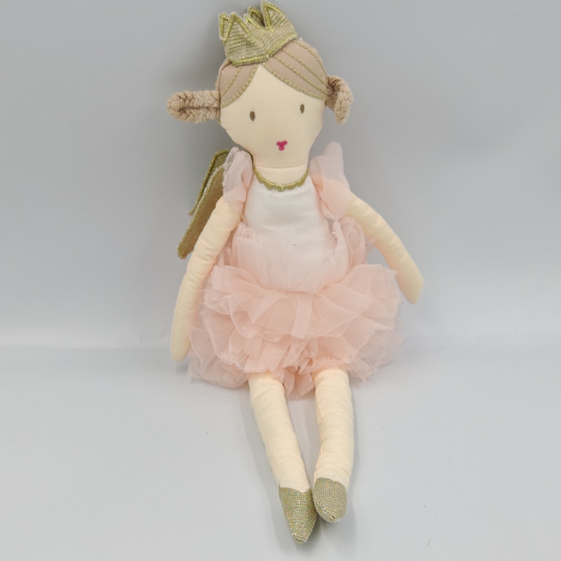 Poupée tutu tissu blanc écru rose doré couronne MAISONS DU MONDE