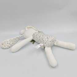 Doudou lapin blanc  fleurs BOUCHARA