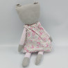 Doudou chat gris rose robe fleurs ATMOSPHERA