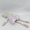 Doudou chat gris mauve robe fleurs ATMOSPHERA
