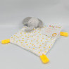 Doudou plat éléphant gris blanc jaune BABY PRICE