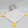 Doudou plat éléphant gris blanc jaune BABY PRICE