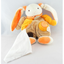 Doudou lapin beige orange mouchoir BABY NAT