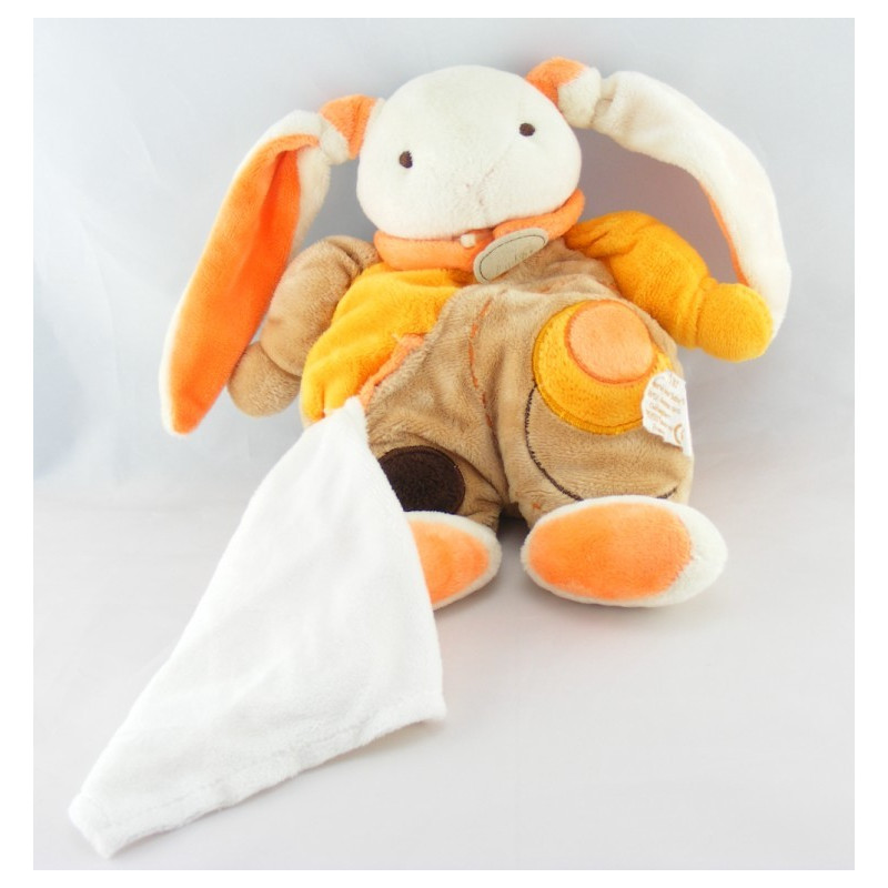 Doudou lapin beige orange mouchoir BABY NAT