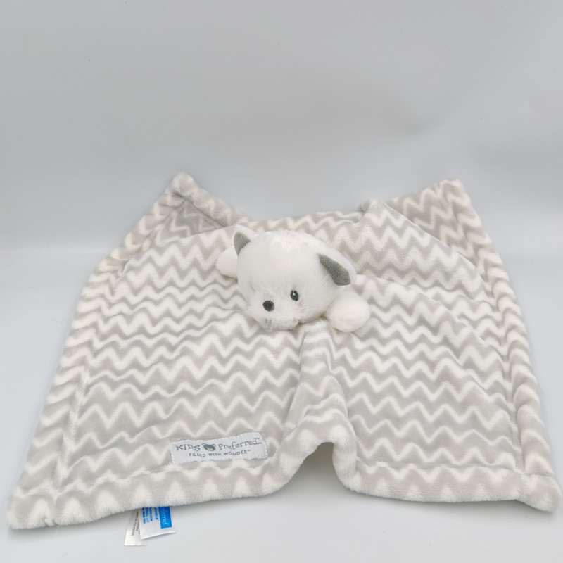 Doudou plat ours gris blanc KIDS PREFERRED
