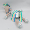 Doudou licorne tissu gris bleu carreaux GMBH