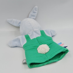 Doudou plat marionnette lapin bleu vert rouge jaune OXYBUL FNAC