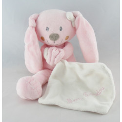 Doudou lapin bleu avec mouchoir ABC POMMETTE