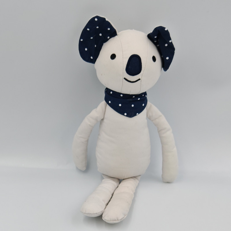 Doudou koala blanc bleu pois BOUTCHOU BOUT'CHOU