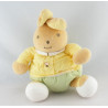 Doudou lapin jaune vert oiseau brodé TAKINOU