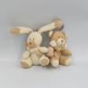 Mini doudou lapin ours écru beige avec écharpe NICOTOY