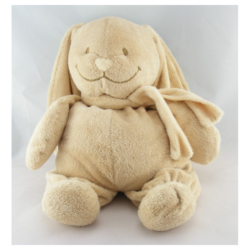 Doudou Lapin Beige foulard écru NICOTOY