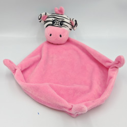 Doudou plat zébre rayé rose BABOU